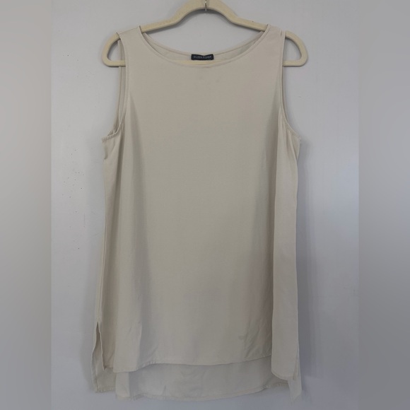 Eileen Fisher Women’s Medium Off-White Cream 100% Silk Sleeveless Hi Lo Blouse - Picture 1 of 6